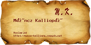 Müncz Kalliopé névjegykártya